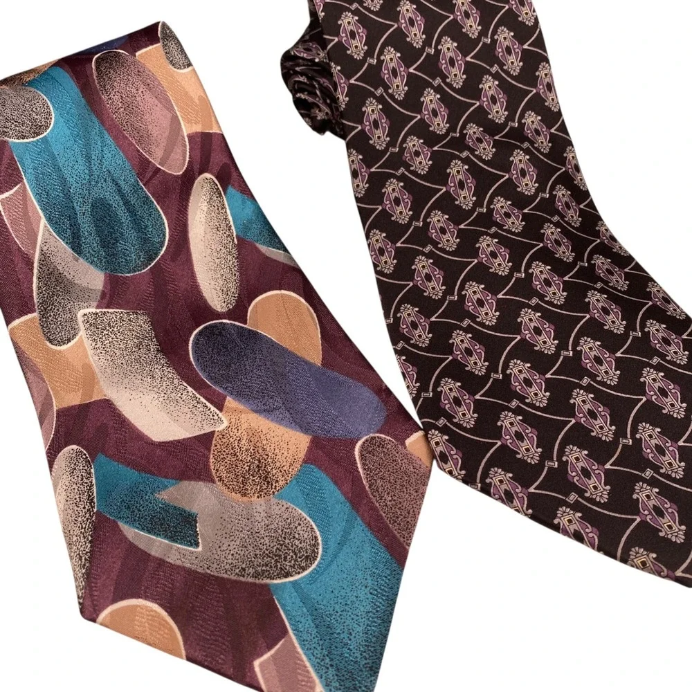 Lot of 4 Vintage Mens Ties Mario Ferrari Zylos Don Loper Claybrooke Silk Paisley